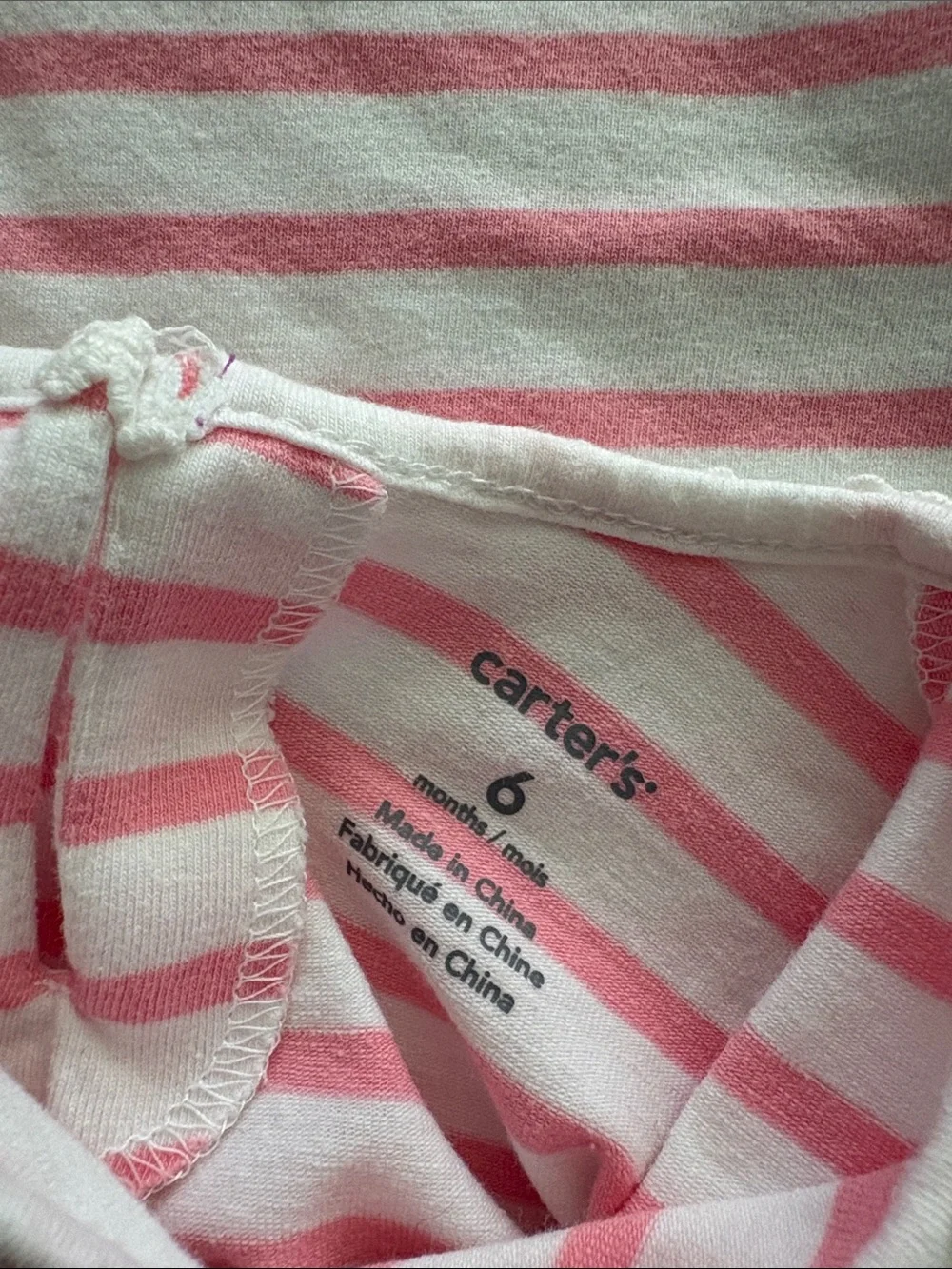 Carter's Pink & White Striped Flutter Sleeve Tee